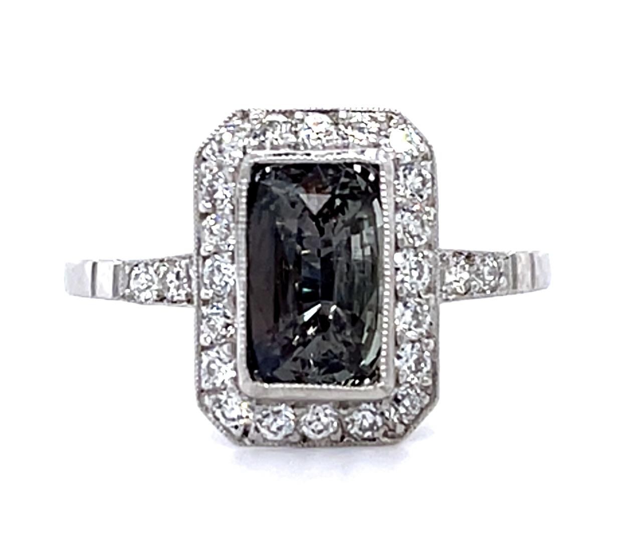 1.85ct Sri Lanka Alexandrite .34ct Diamond PT Handmade Ring 3.10g 7 Size