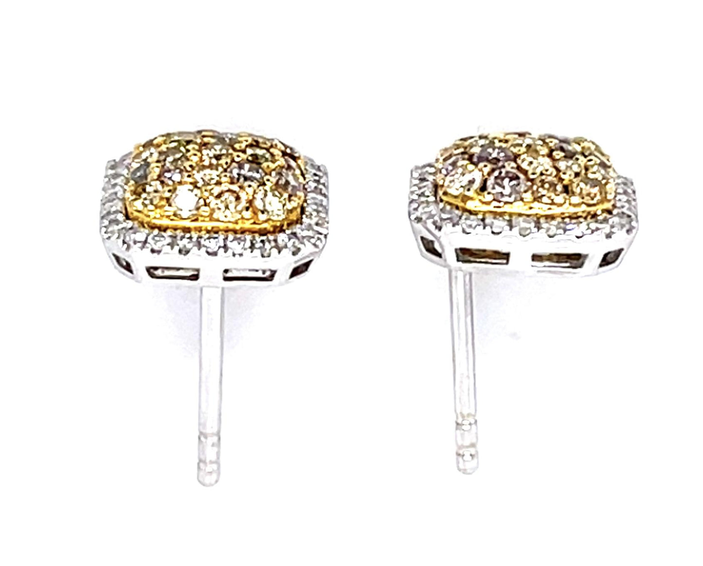 .75ct Fancy Yellow/Pink Diamonds .38ct White Diamonds 14KW Stud Earrings EFFY De