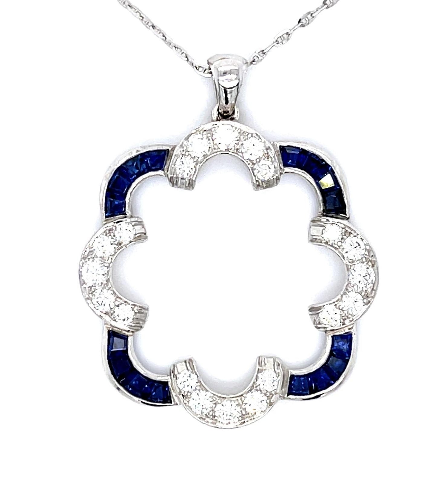1.75ct Sapphire 1.30ct Diamond 18KW Pendant 5.70g