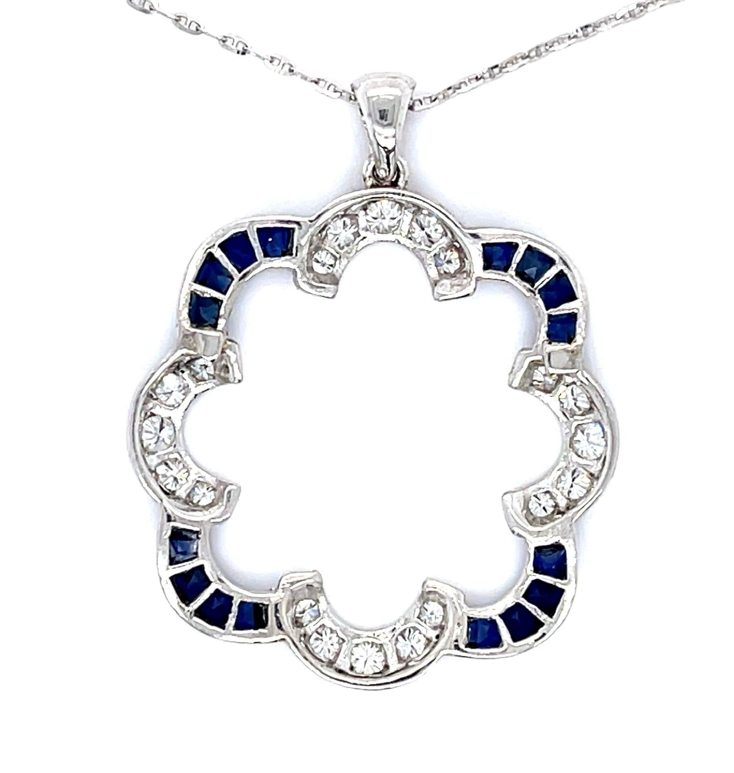 1.75ct Sapphire 1.30ct Diamond 18KW Pendant 5.70g