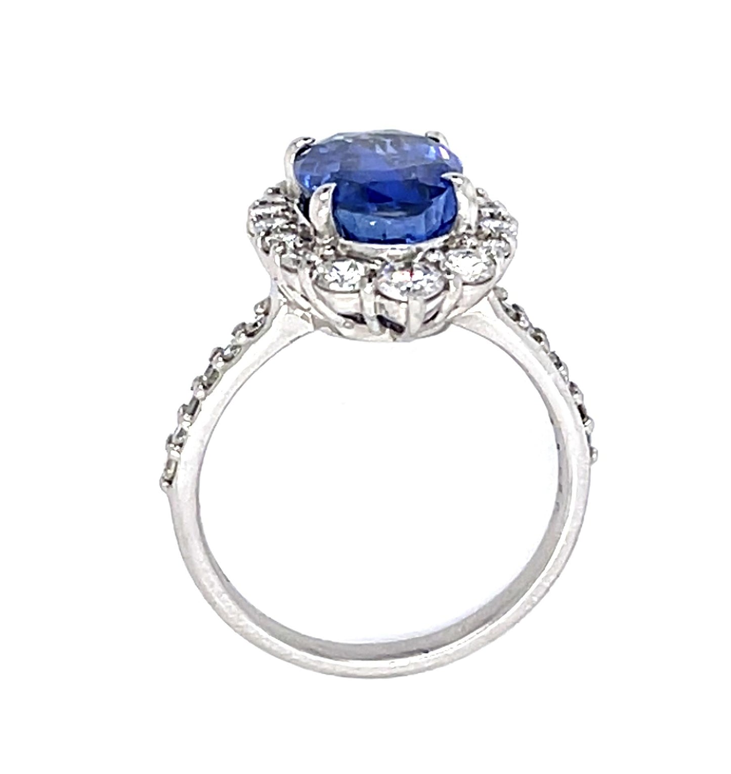 3.88ct Ceylon No Heat Oval Sapphire .80ct Diamond PT Ring