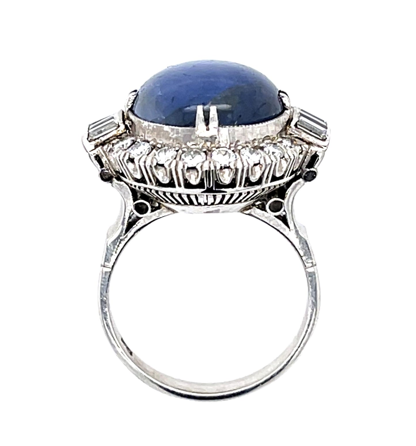 Art Deco 12.00ct Star Sapphire & 1.00ctw Diamond Ring Vintage 1930s Size 6