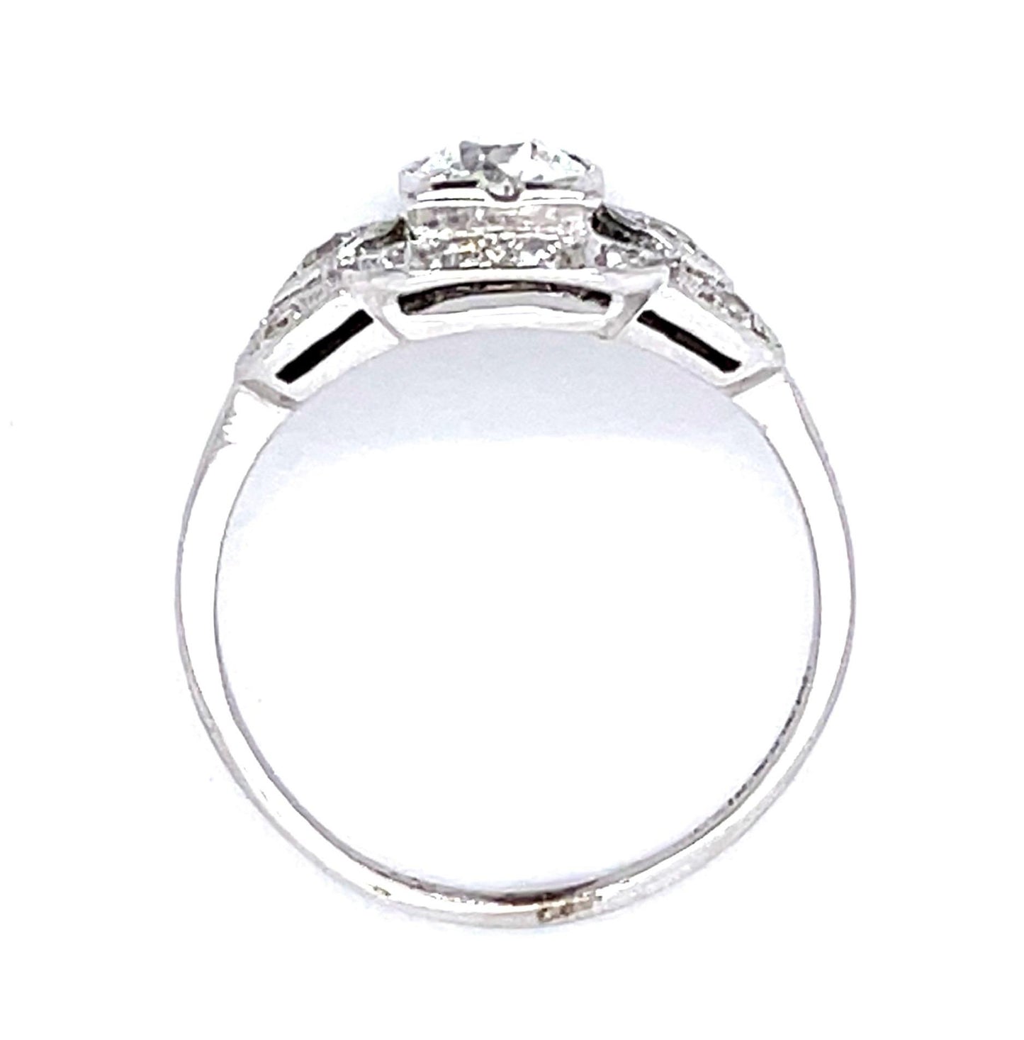 Original Art Deco .45ct Old European Diamond PT Ring (Antique 1920s) .34ct SD