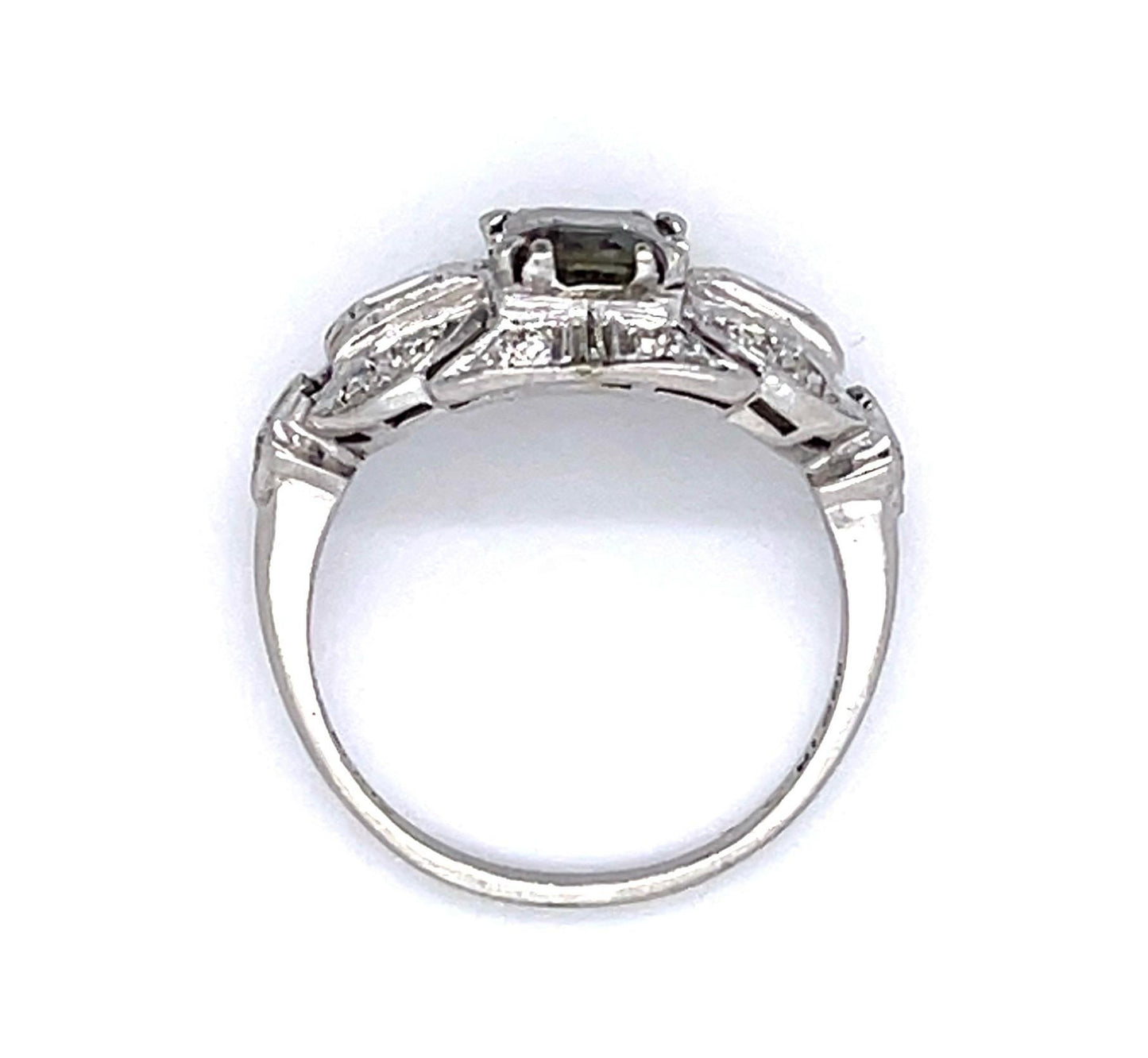 Art Deco .80ct Alexandrite .36ct Diamond PT Ring (Vintage 1930s)