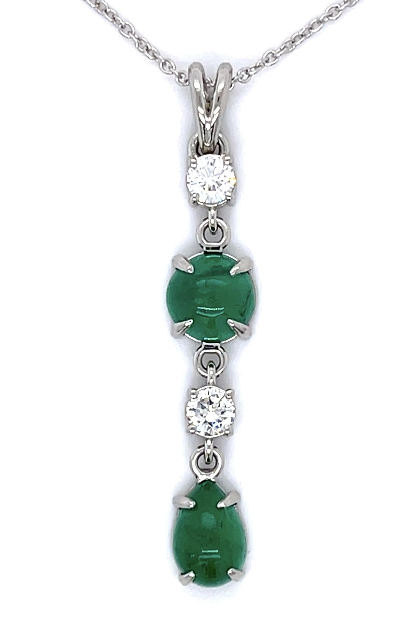 1.57ct Colombian Emerald .49ct Dia 1.53ct Eme PT+14KY Pendant 5.88g 14KY Chain