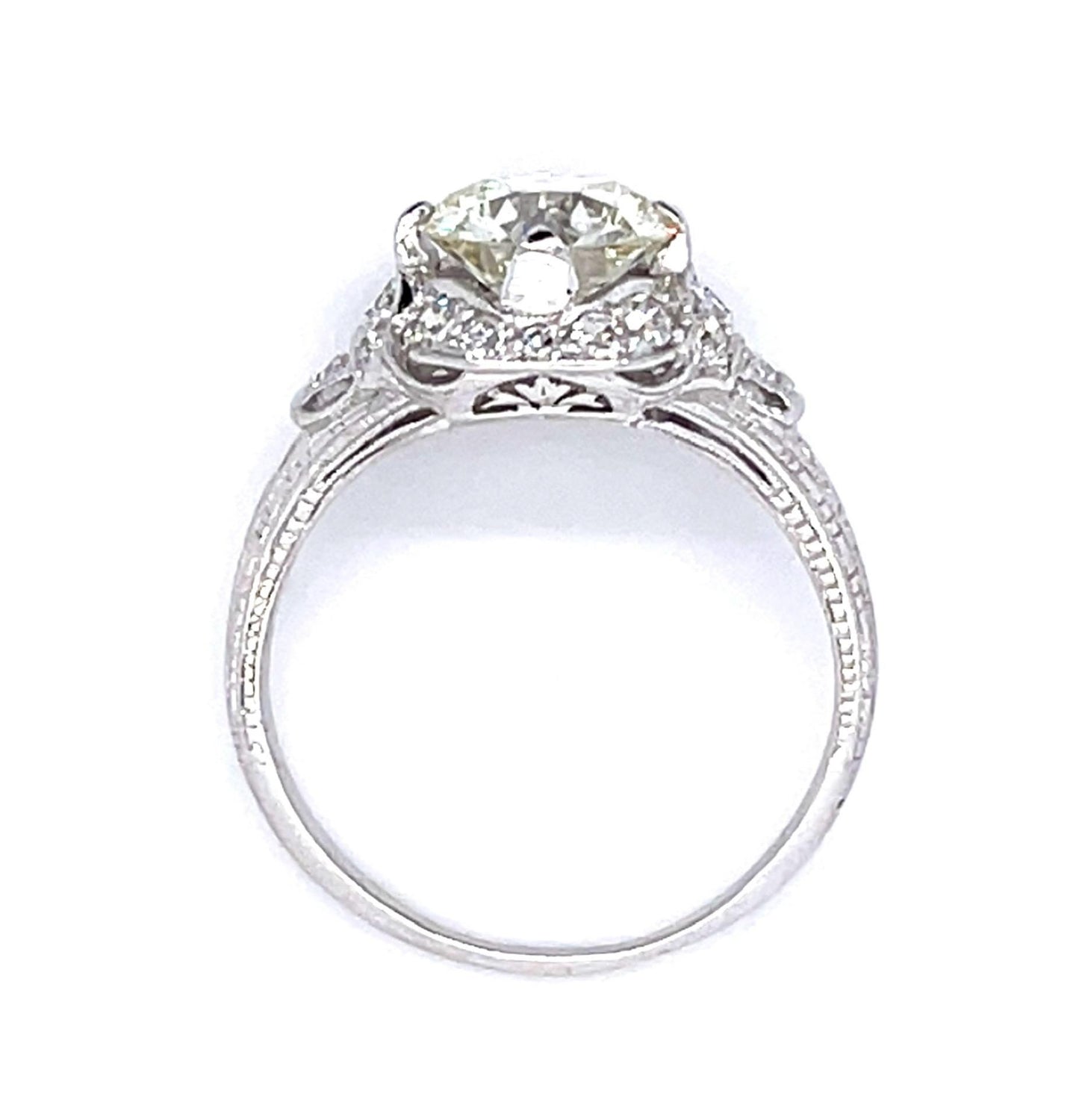 Original Art Deco 1.52ct Old European Diamond PT Ring (Antique 1920s) .28ct SD