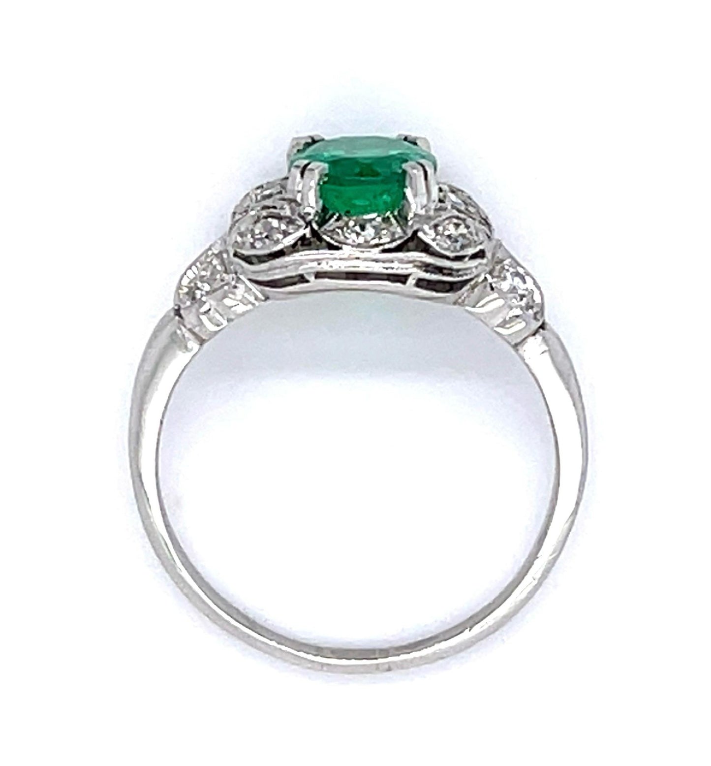 Art Deco 1.10ct Emerald .24ct Diamond PT Ring (Antique 1920s)