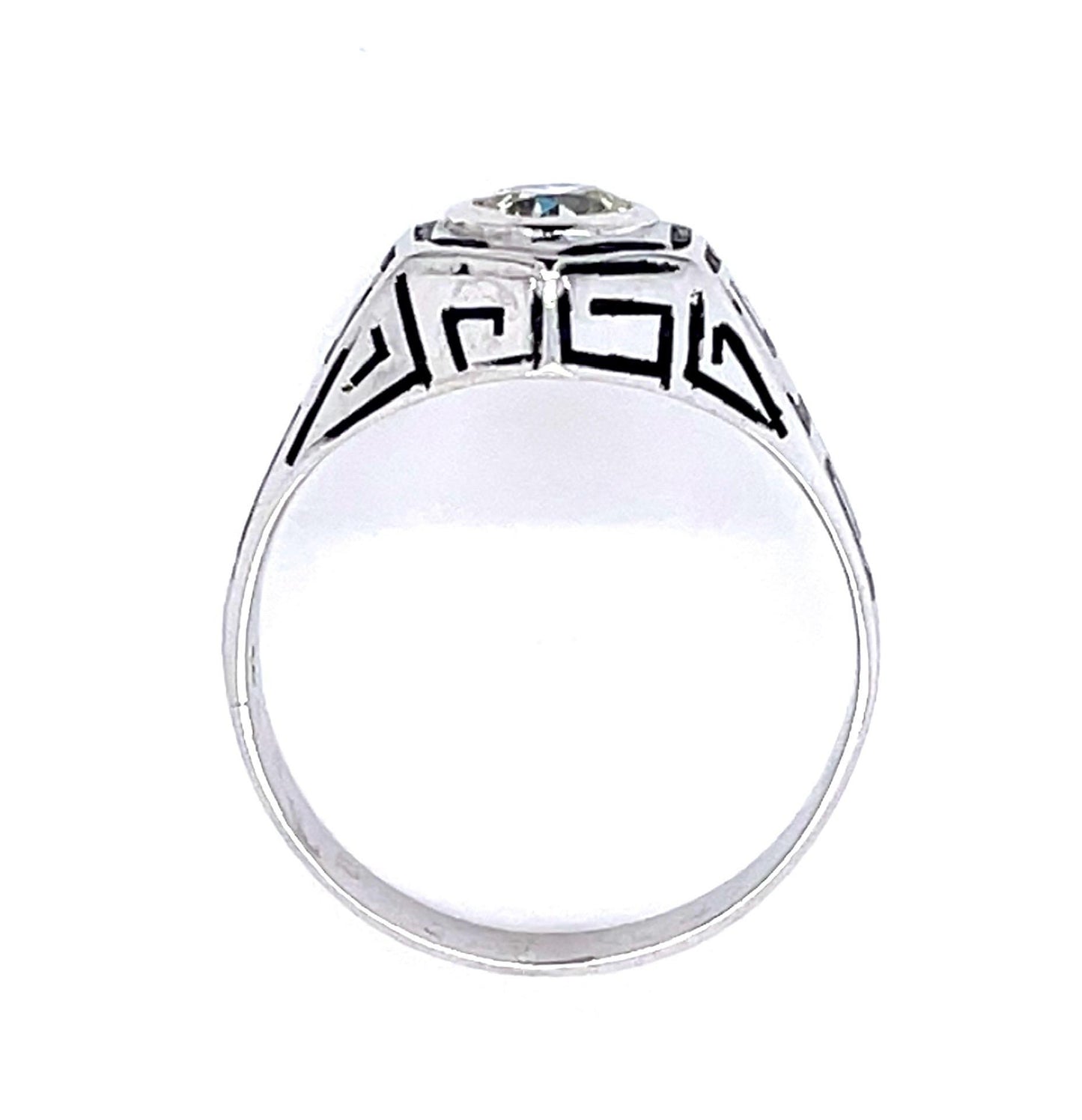 Art Deco .55ct Old European Diamond 14KW Men's Ring (Vintage 1930s)