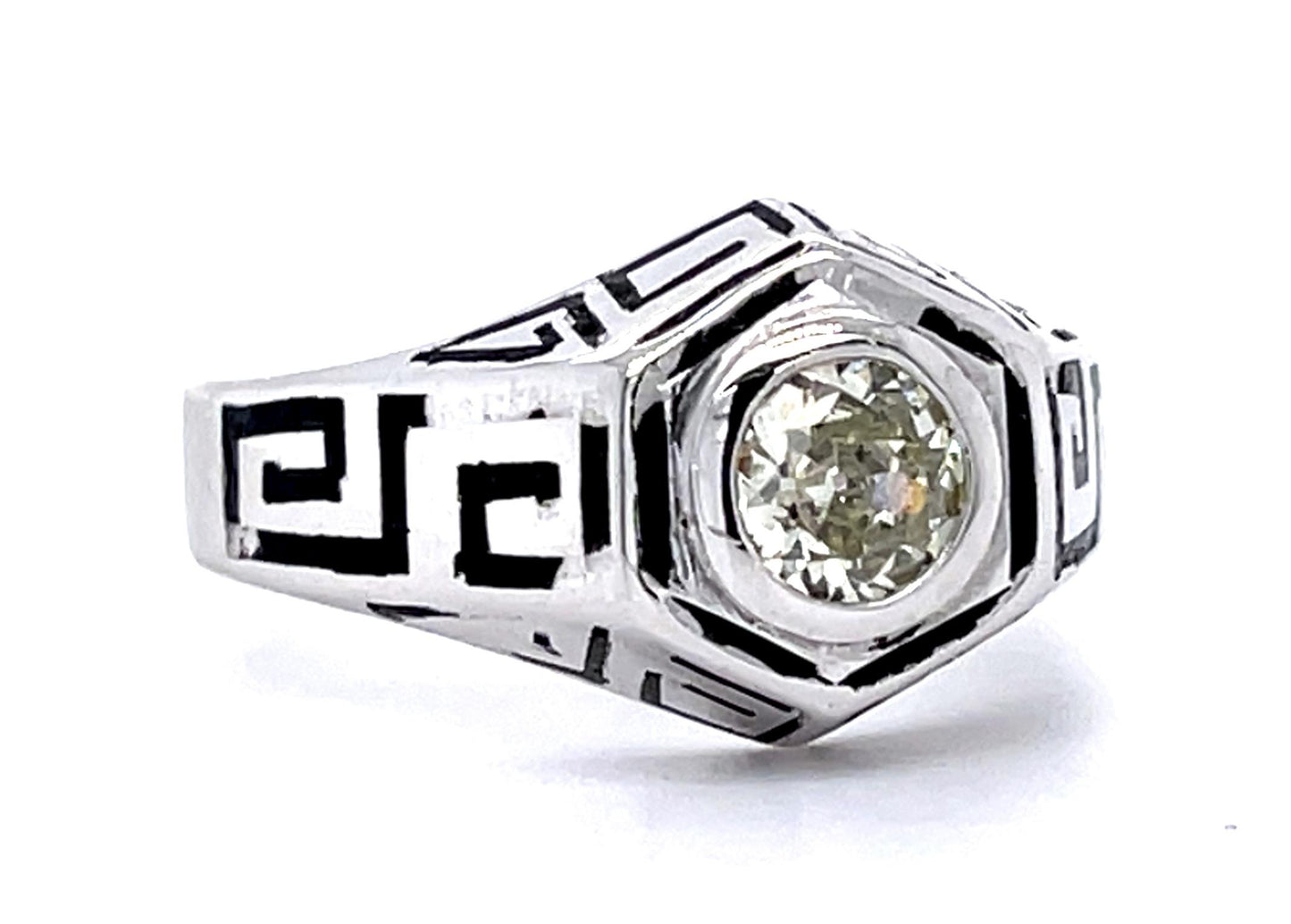 Art Deco .55ct Old European Diamond 14KW Men's Ring (Vintage 1930s)