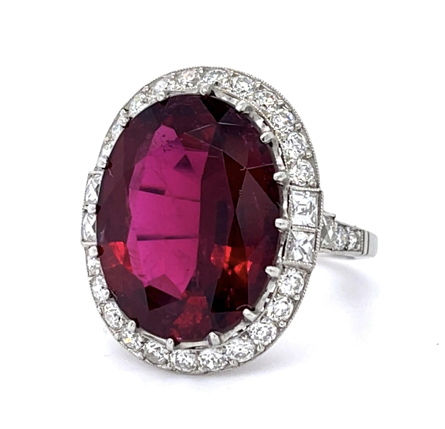 10.72ct Rubelite & 1.76ct Diamond PT Ring 7.60gr Gia 5212104297