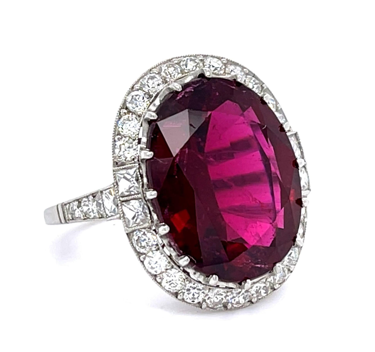 10.72ct Rubelite & 1.76ct Diamond PT Ring 7.60gr Gia 5212104297