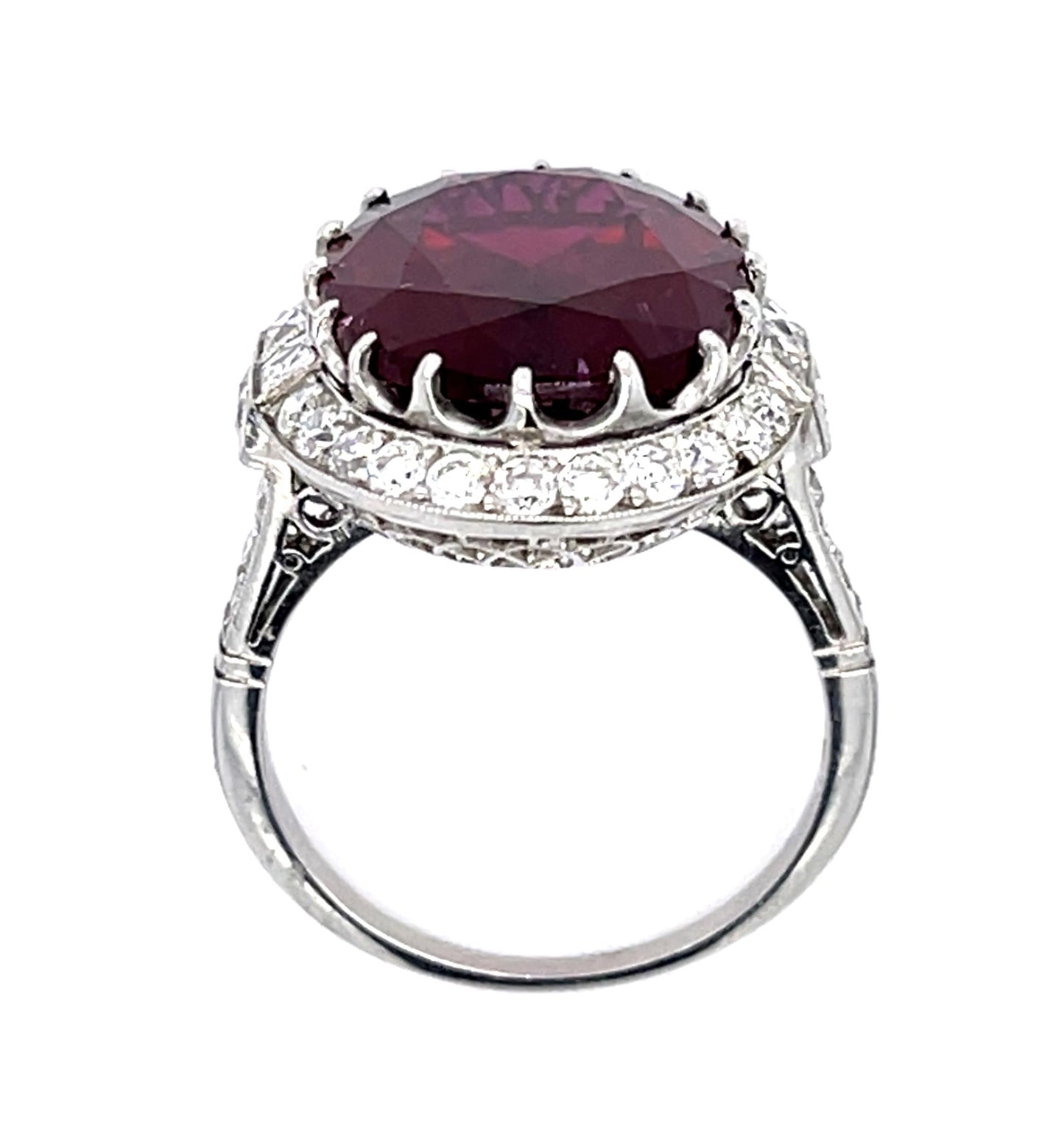 10.72ct Rubelite & 1.76ct Diamond PT Ring 7.60gr Gia 5212104297