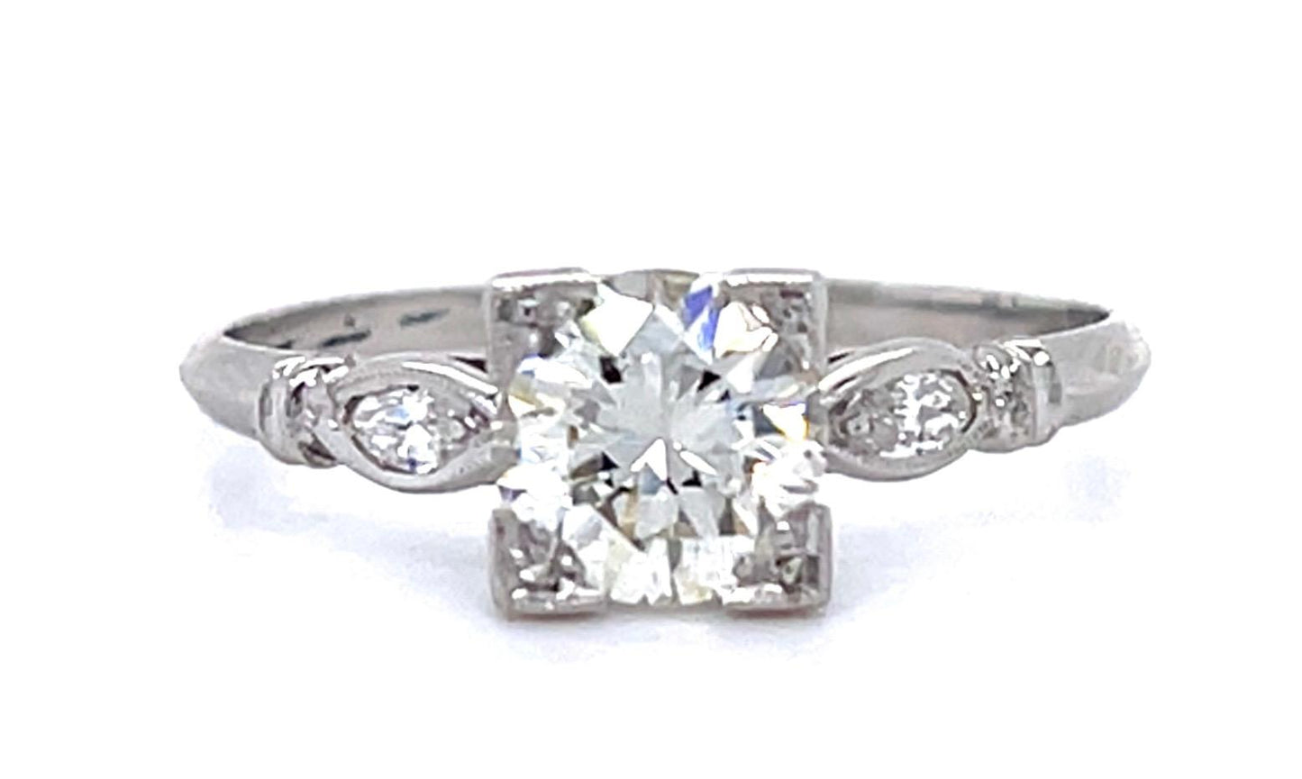 Art Deco .90ct K VS2 Dia PT Ring (Antique 1920s) .16ct SD 2.30g 7 Size
