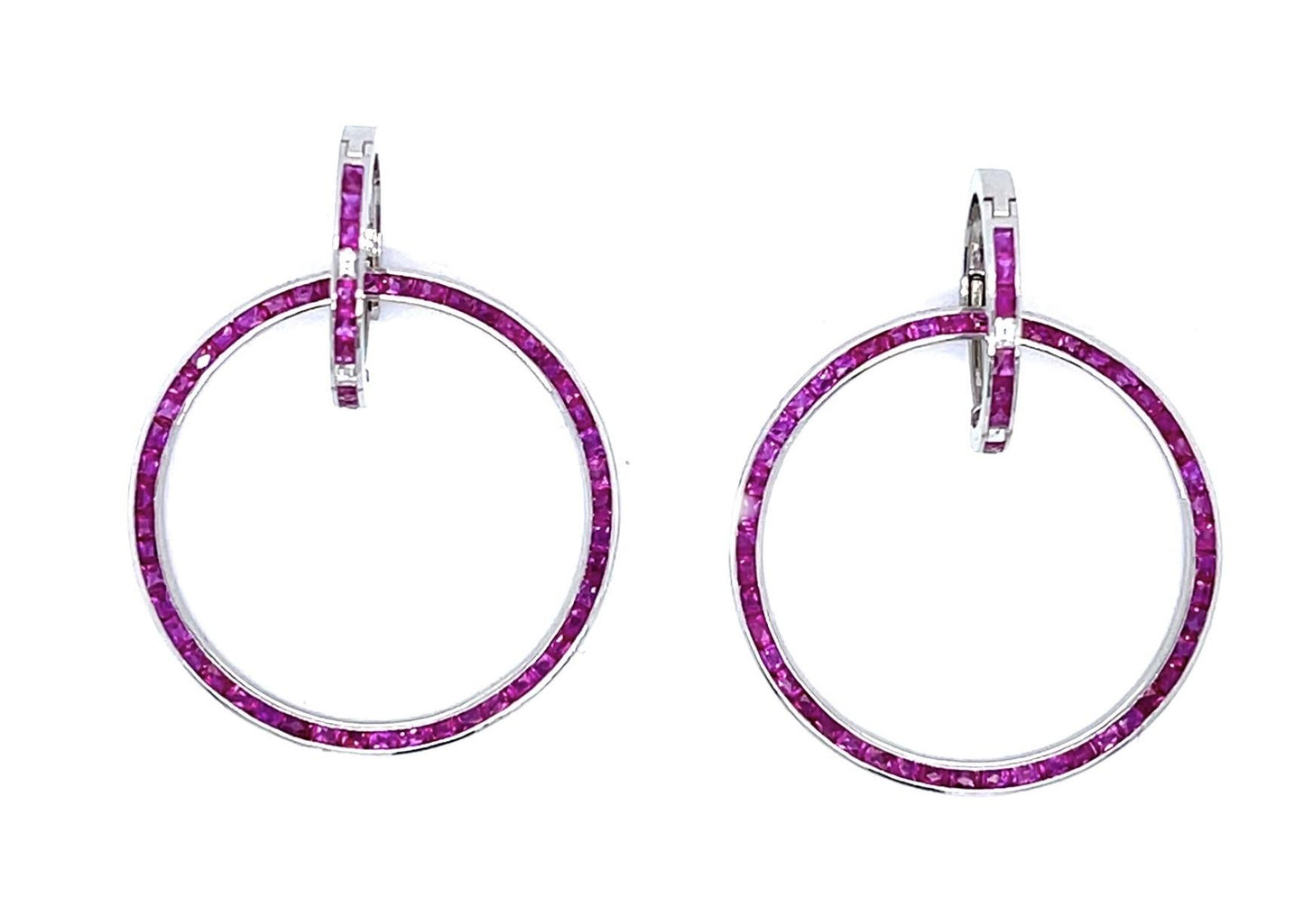 2.55ct Ruby .10ct Dia PT Huggies and Hoops Earrings Set