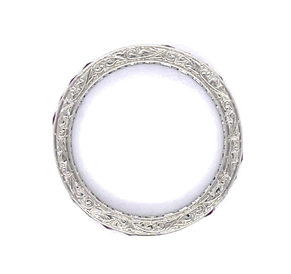 1.2ct French-cut Ruby 1.08ct Carre Diamond PT Eternity Band