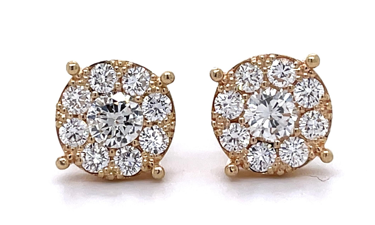 .67ct Round Center Diamond 14KY Stud Earrings .96ct SD