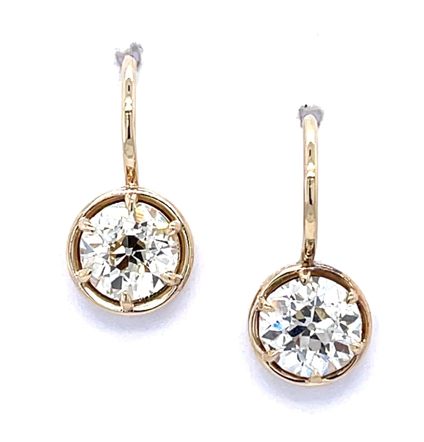 1.07ct Old European Diamond 1.03ct Old European Diamond 14KY Earrings