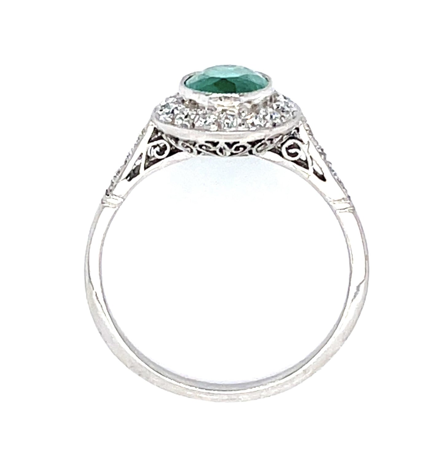 1.38ct Colombian Emerald (No Cert) .58ct Diamond Platinum Handmade Ring