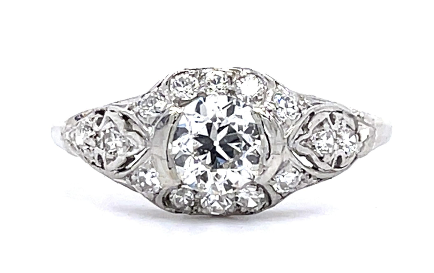 Art Deco .65ct Euro Dia PT Ring (Antique 1920s) .40ct SD