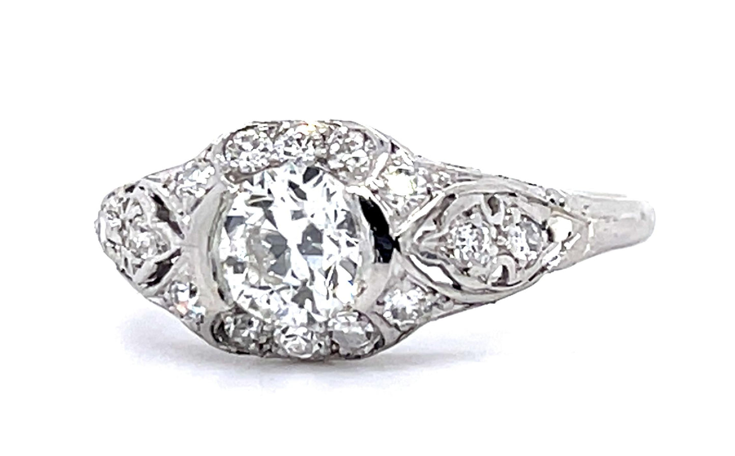 Art Deco .65ct Euro Dia PT Ring (Antique 1920s) .40ct SD