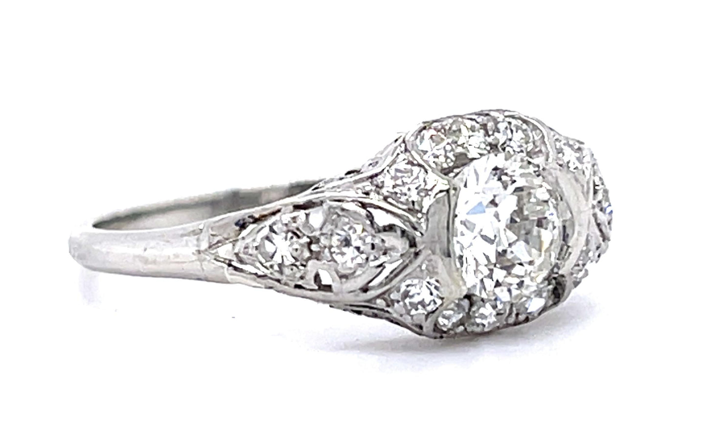 Art Deco .65ct Euro Dia PT Ring (Antique 1920s) .40ct SD