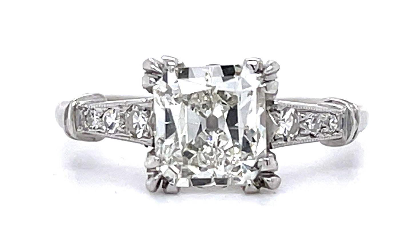 Art Deco 1.80ct G SI2 (No Cert) PT Ring (Vintage 1930s) .14ct SD
