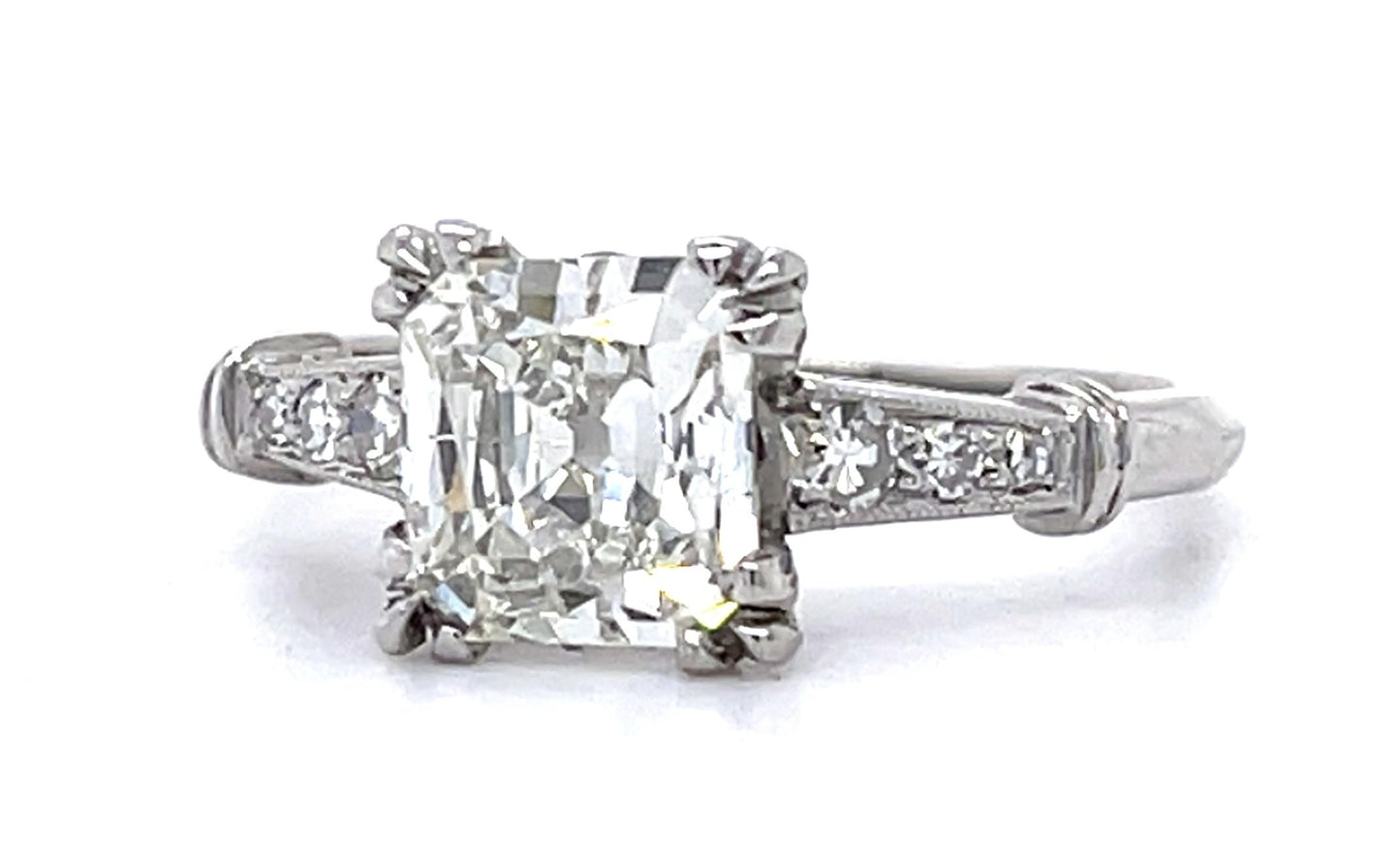 Art Deco 1.80ct G SI2 (No Cert) PT Ring (Vintage 1930s) .14ct SD