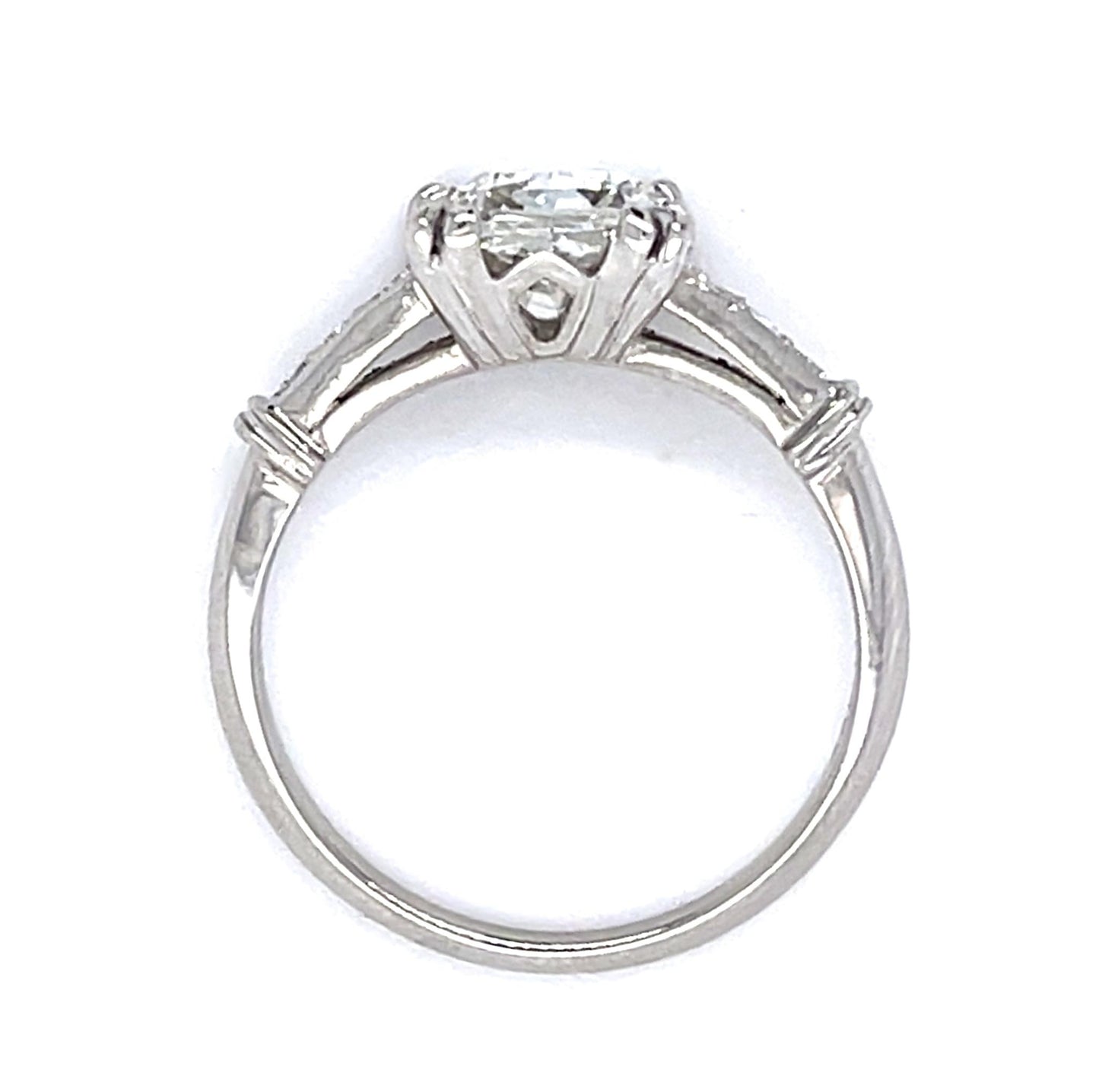 Art Deco 1.24ct H SI1 (No Cert) Old Mine Cushion Diamond PT Ring (Vintage 1930s)