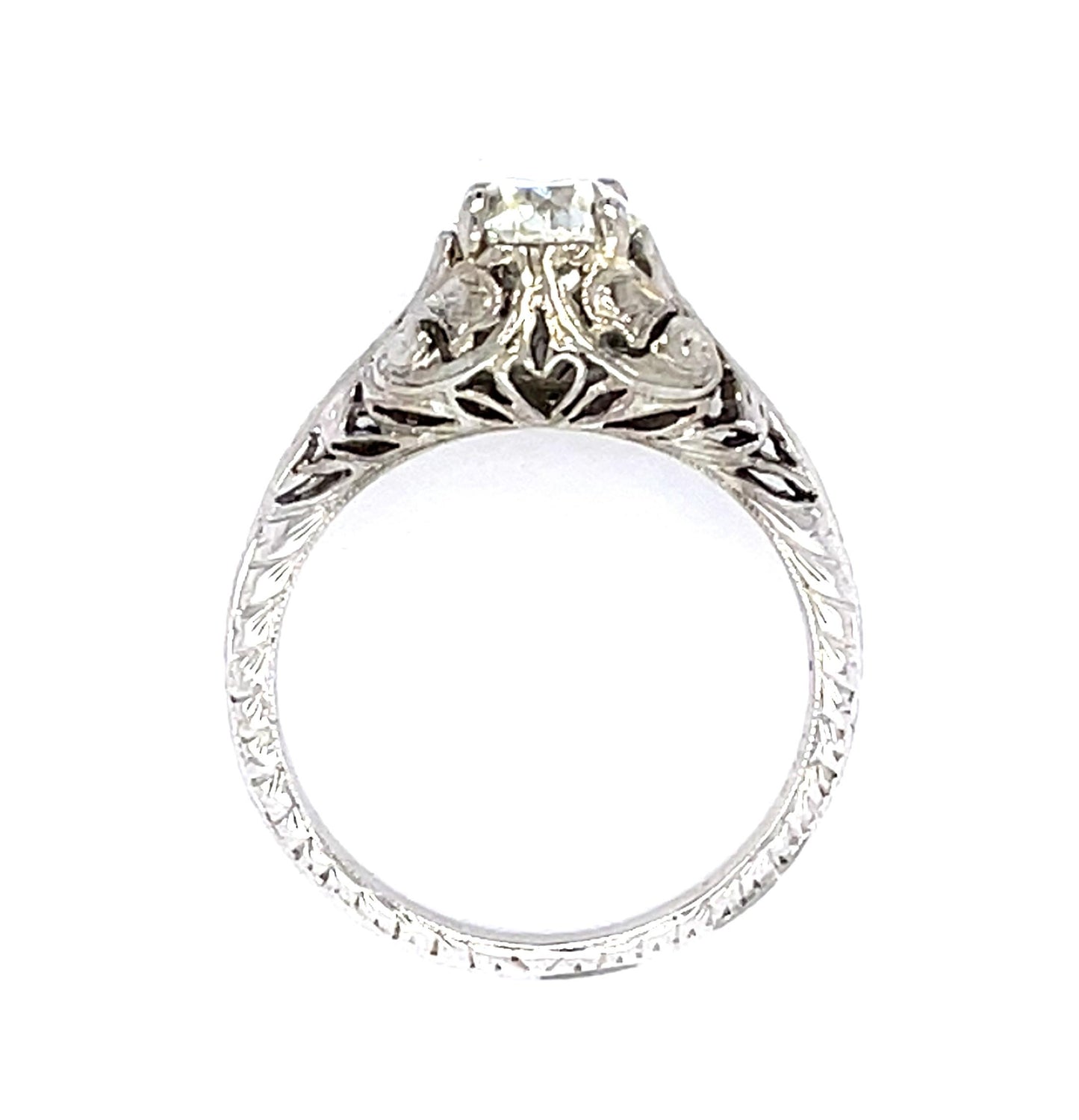 Art Deco .84ct K VS2 Old European Diamond 14KW Ring (Vintage 1930s) 3.31g 6 Size
