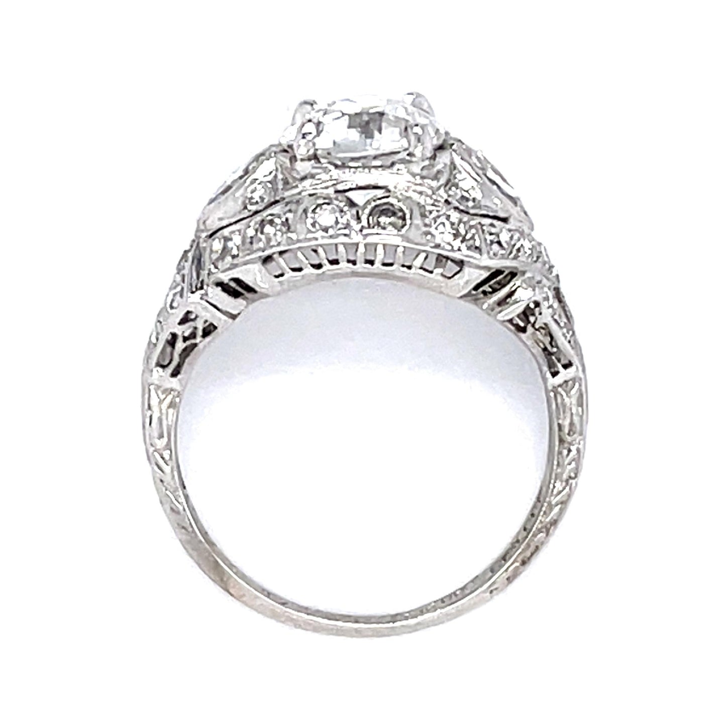 Original Art Deco 1.26ct F SI1 Old European Dia PT Ring (Antique 1920s) .46c SD