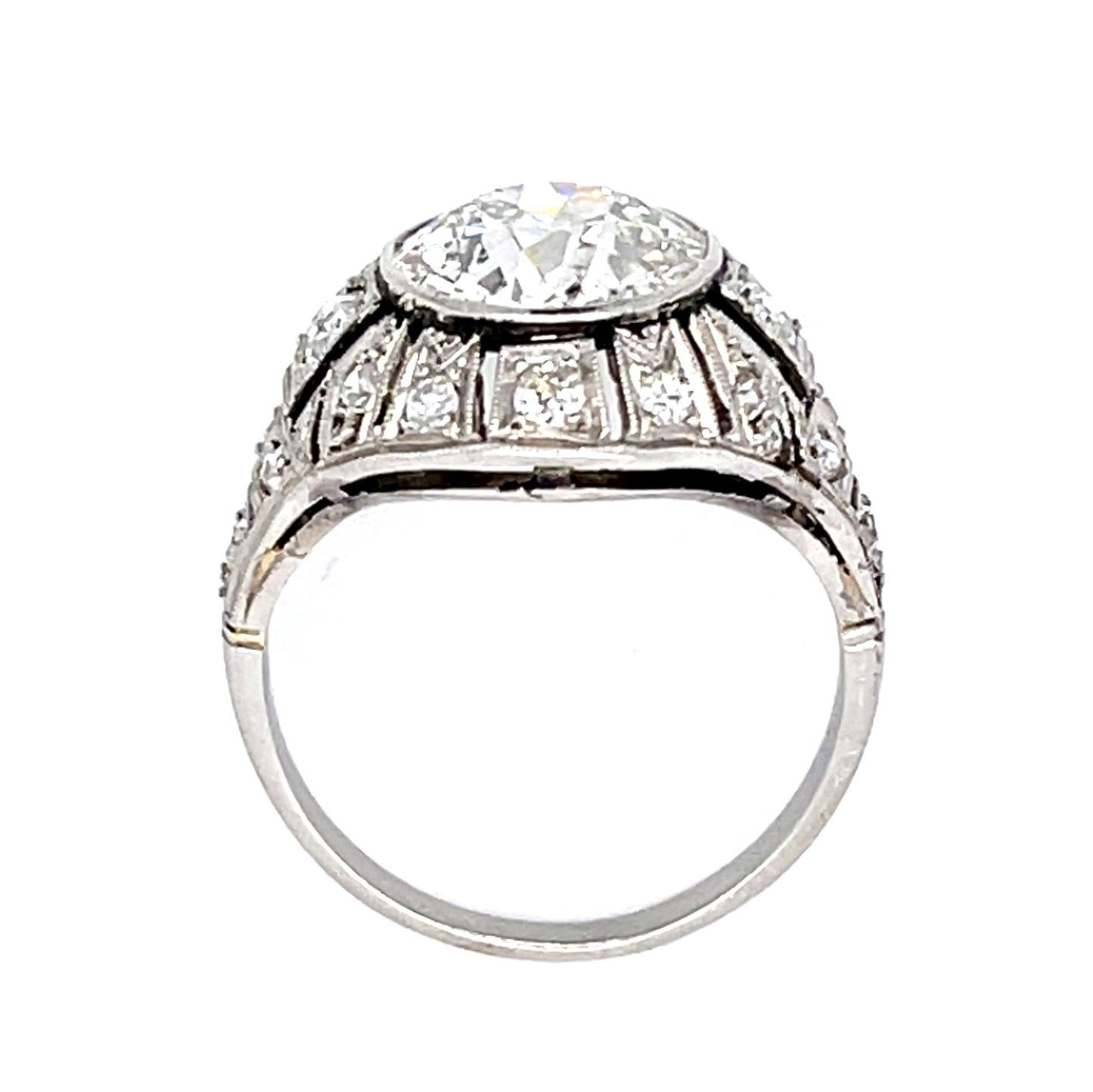 Original Art Deco 3.20ct Old European Diamond Center Platinum Ring Vintage 1930s