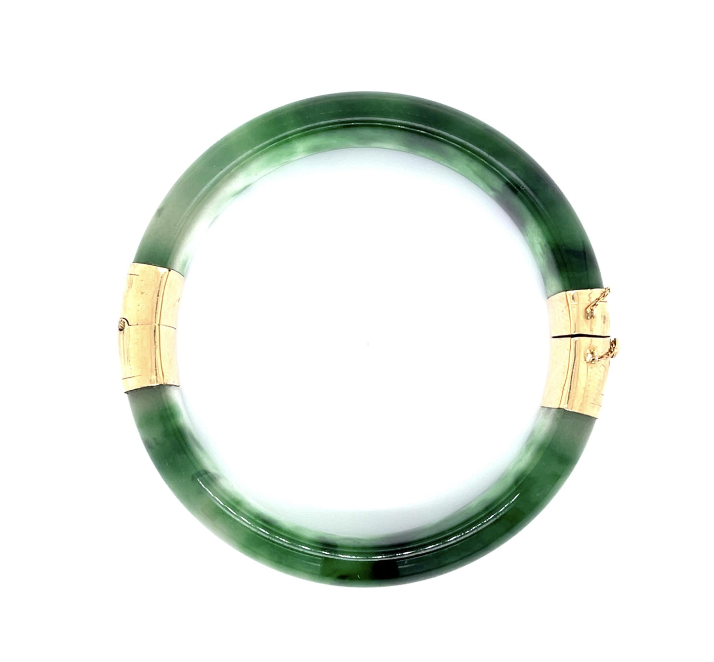 Treated Jade 14KY Bangle Bracelet (Vintage 1960s) 50.90g 2.25" Width