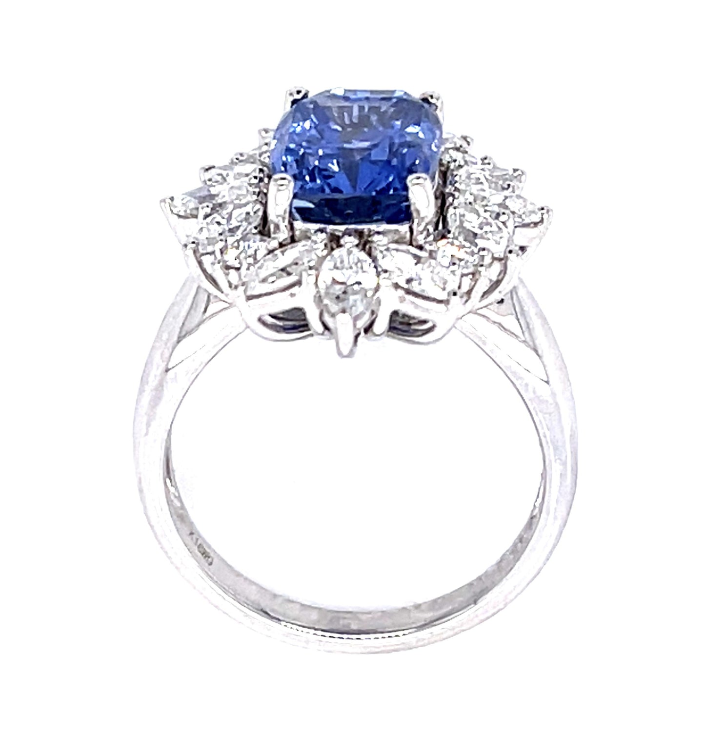 5.33ct Ceylon Sapphire 1.42ct Diamond 18KW Ring (Estate 1970s) GIA Certified