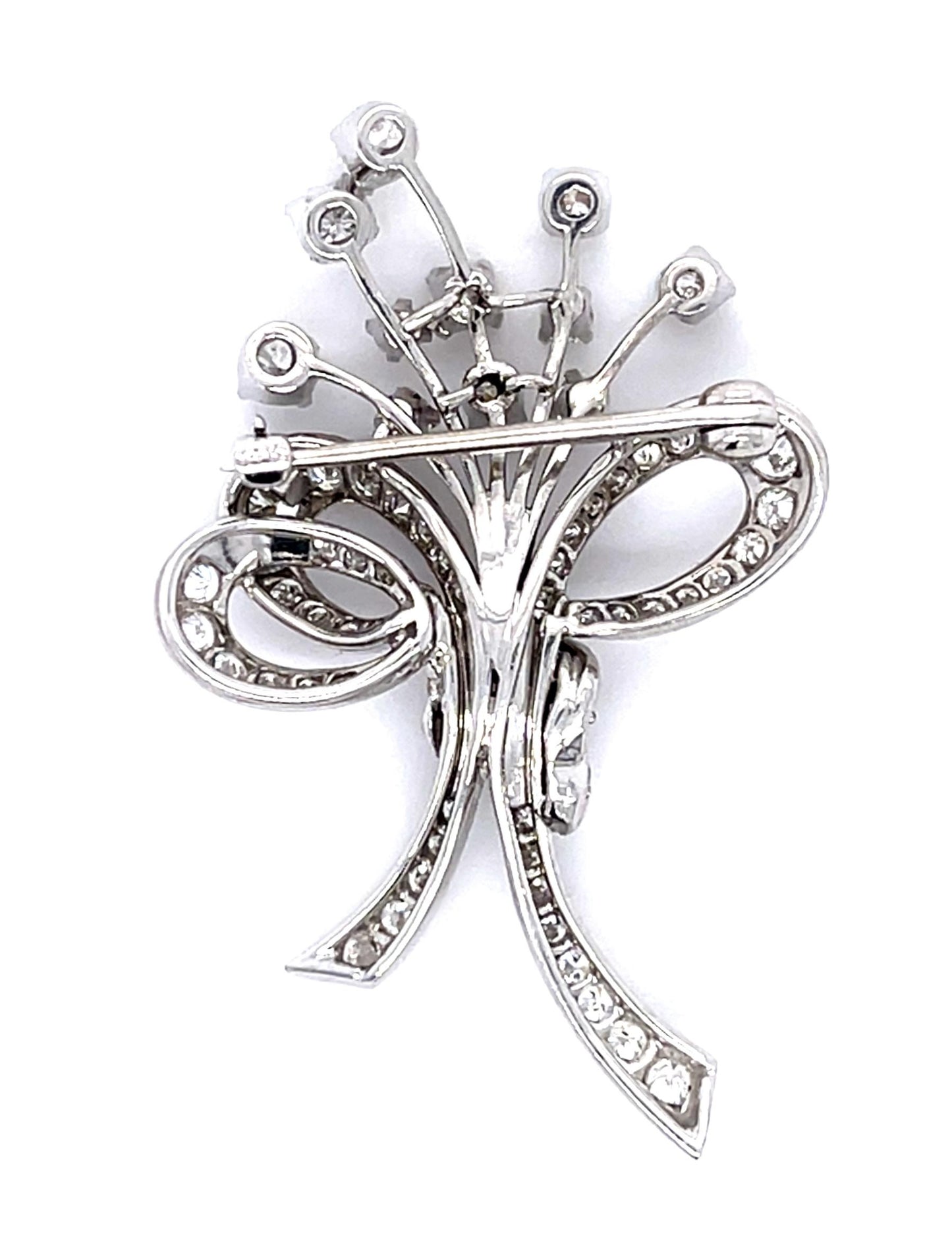 Original 3.80ct Diamond PT Bouquet Brooch (Vintage 1950s)