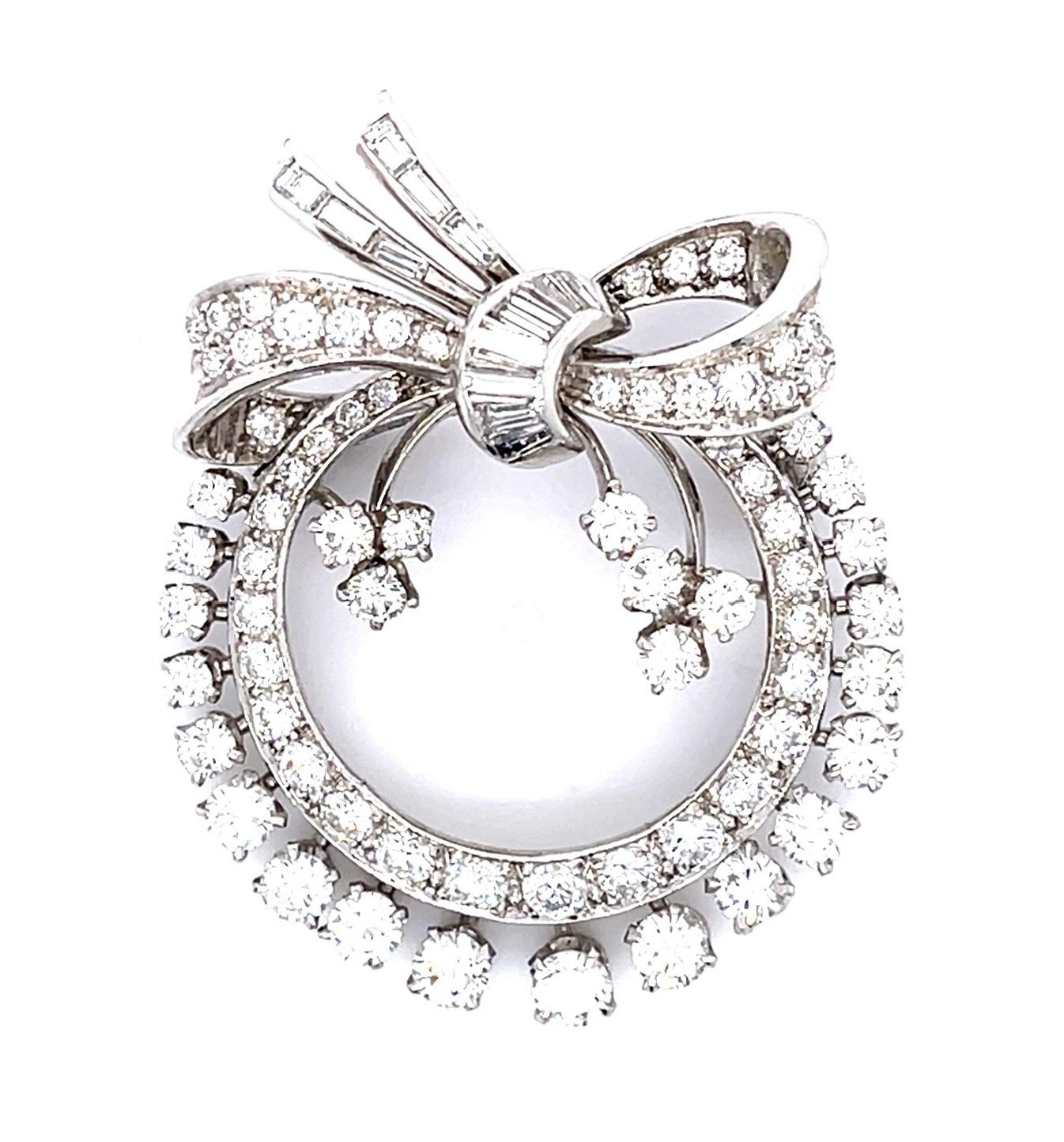 Original 5.25ct Diamond PT Brooch (Vintage 1950s)