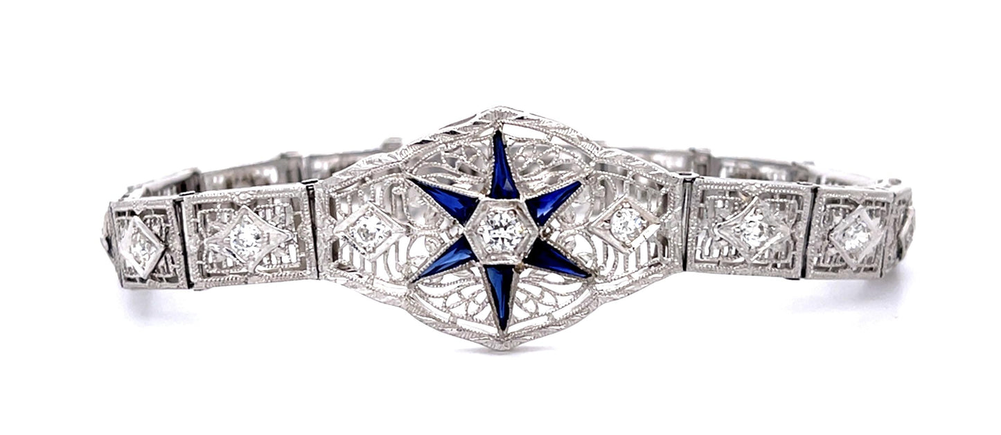 Original Art Deco 1.45ct Diamond 14KW Bracelet (Antique 1920s)