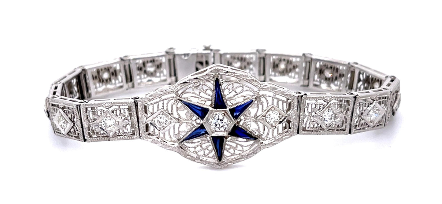 Original Art Deco 1.45ct Diamond 14KW Bracelet (Antique 1920s)