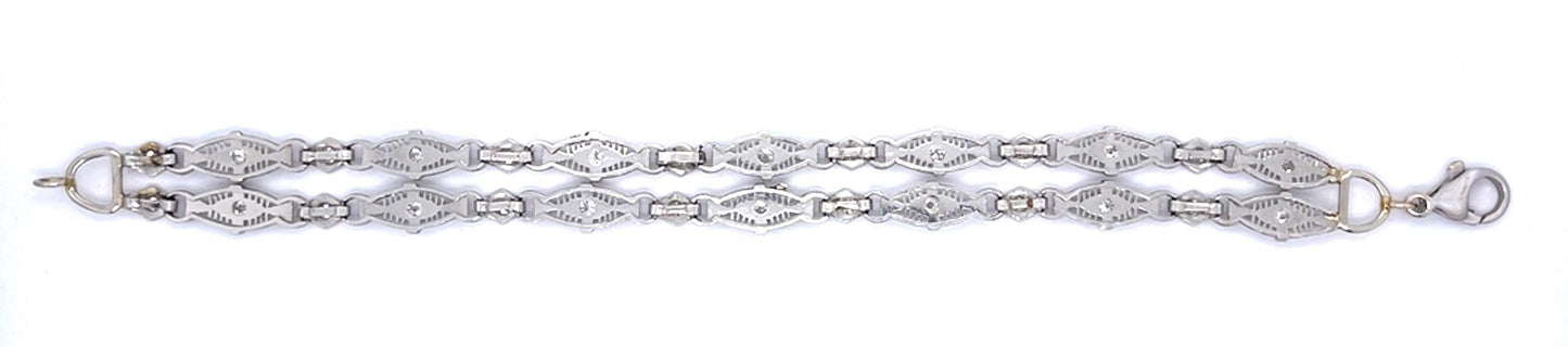 Art Deco 2.75ct Old European Diamond 14KW Double Bracelet (Antique 1920s)