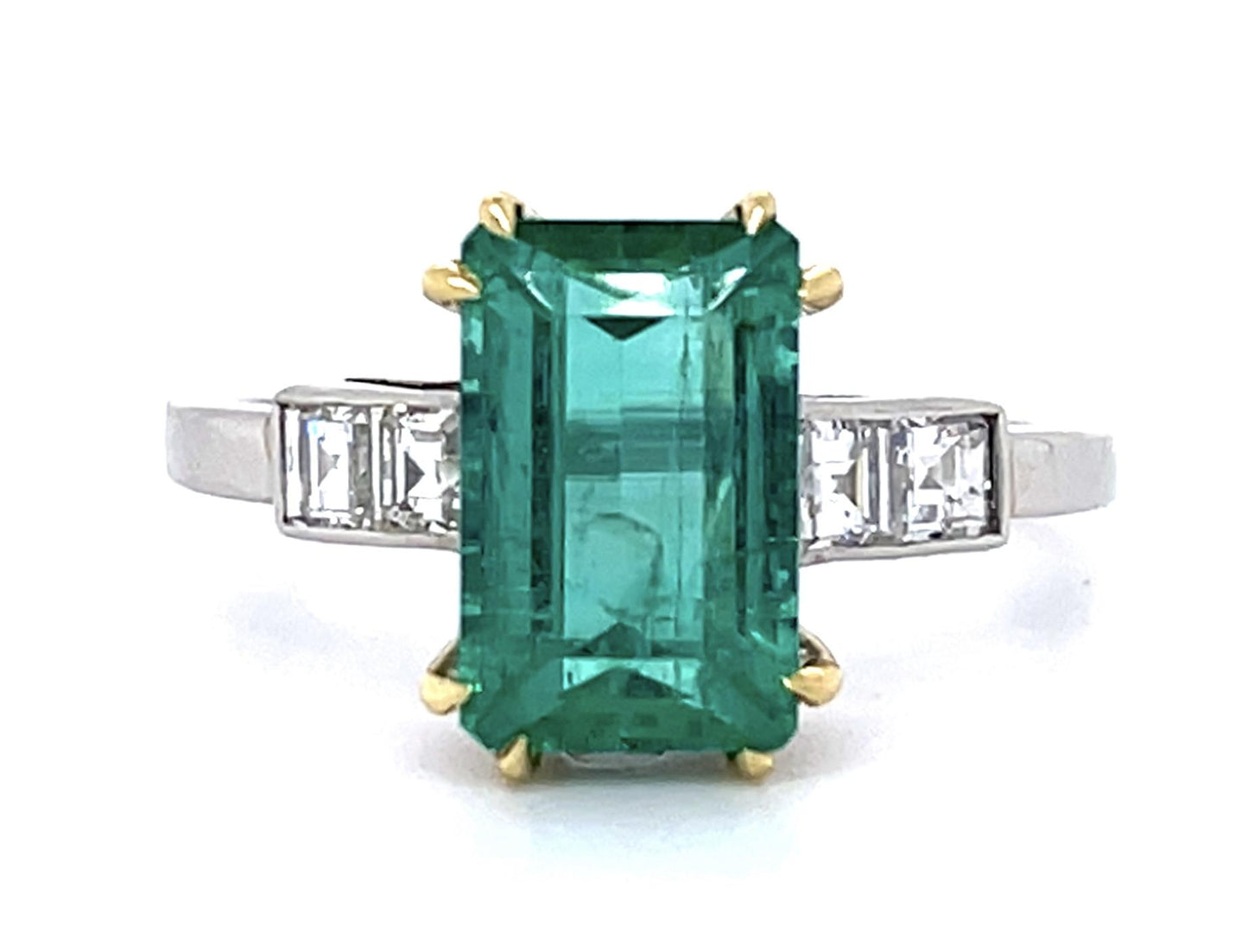2.31ct Colombian Emerald (No Cert) .44ct Diamond PT Handmade Ring