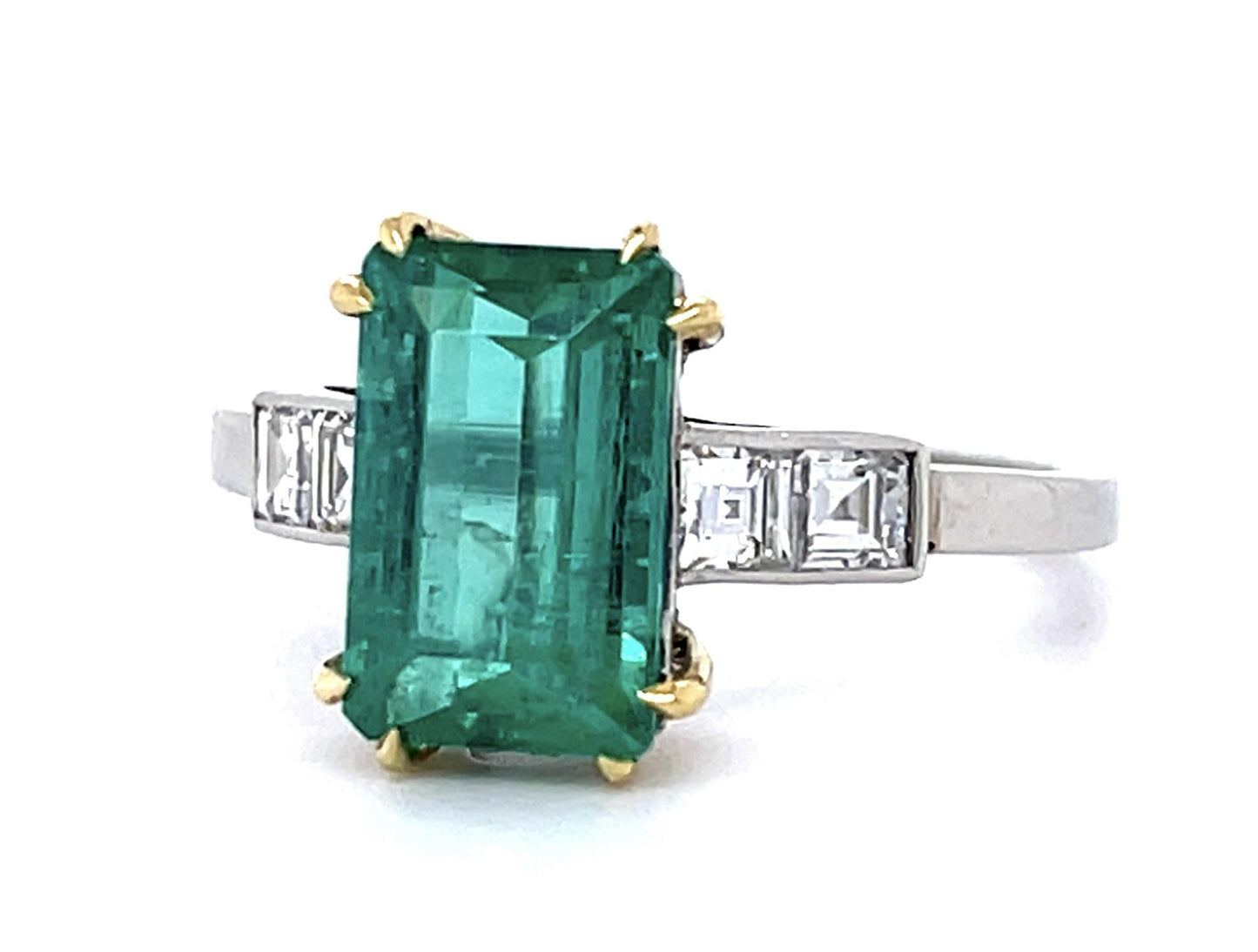 2.31ct Colombian Emerald (No Cert) .44ct Diamond PT Handmade Ring