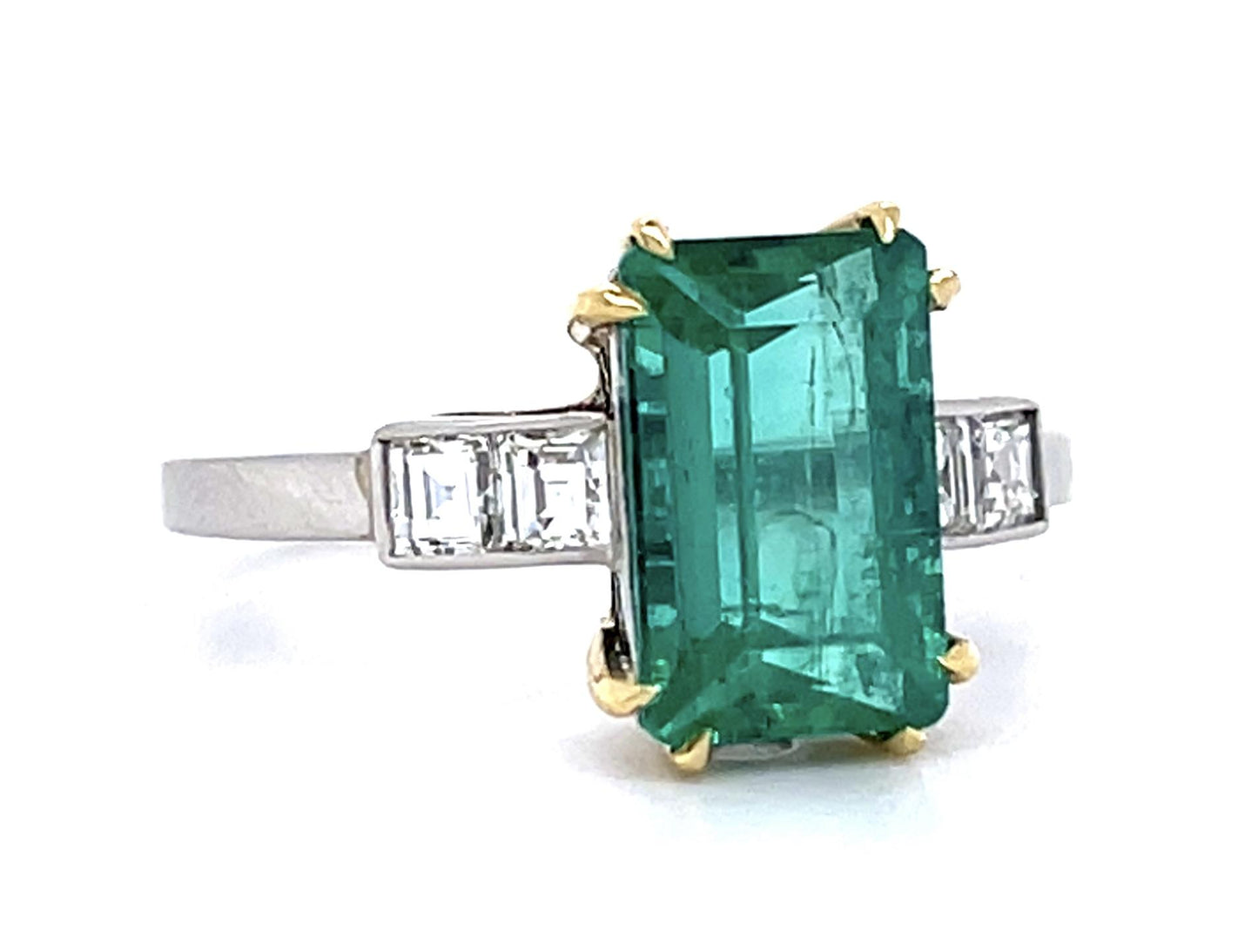 2.31ct Colombian Emerald (No Cert) .44ct Diamond PT Handmade Ring