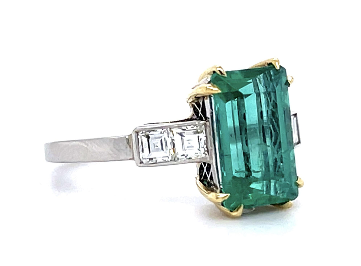 2.31ct Colombian Emerald (No Cert) .44ct Diamond PT Handmade Ring