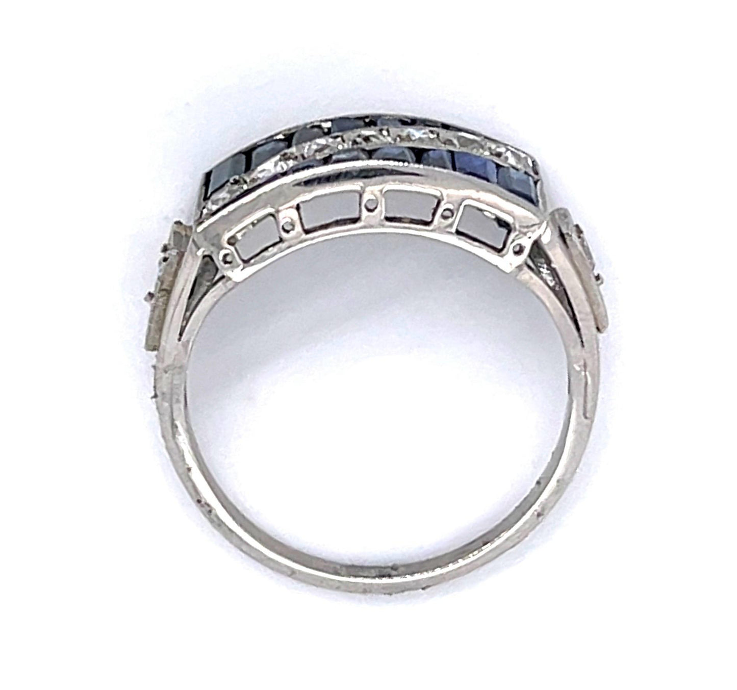 2.62ct Sapphire .59ct Old Mine Diamond PT Handmade Ring
