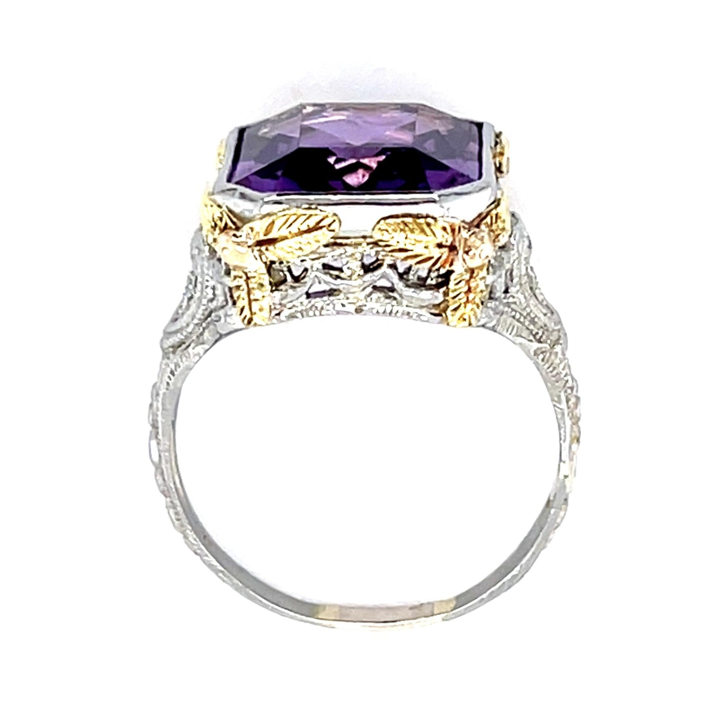 Original Art Deco 6.50ct Amethyst 18KW Ring (Vintage 1930s)