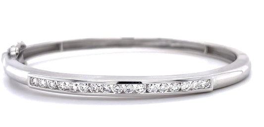 1.20ct Diamond 14KW Bangle Bracelet (Estate 1970s) 19.50g