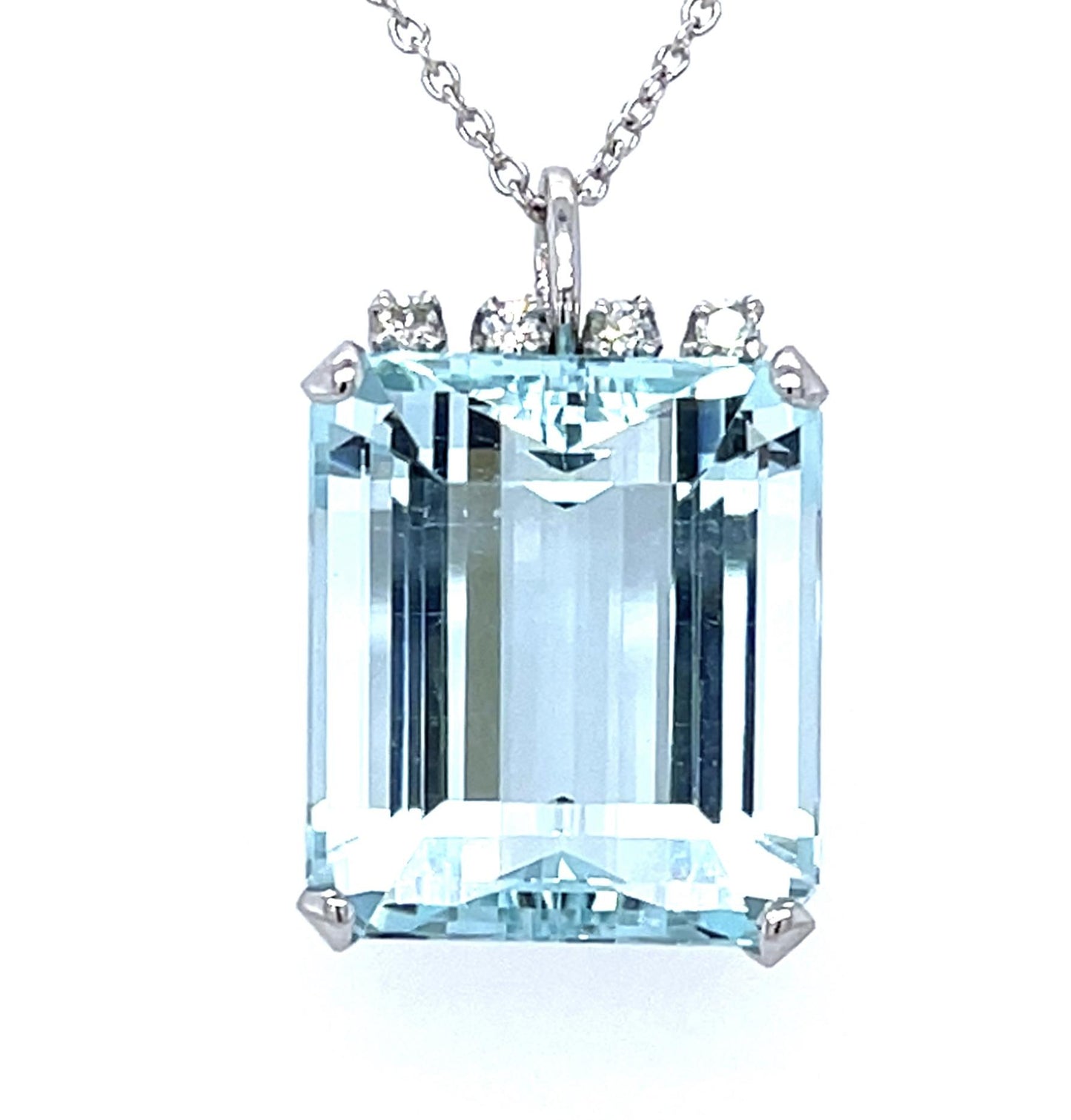 23.50ct Aquamarine .20ct Diamond 14KW Pendant (Estate 1960s)