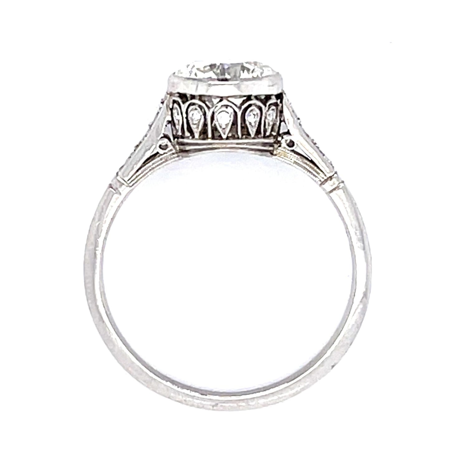 1.26ct Round Diamond PT Handmade Ring .24ct SD