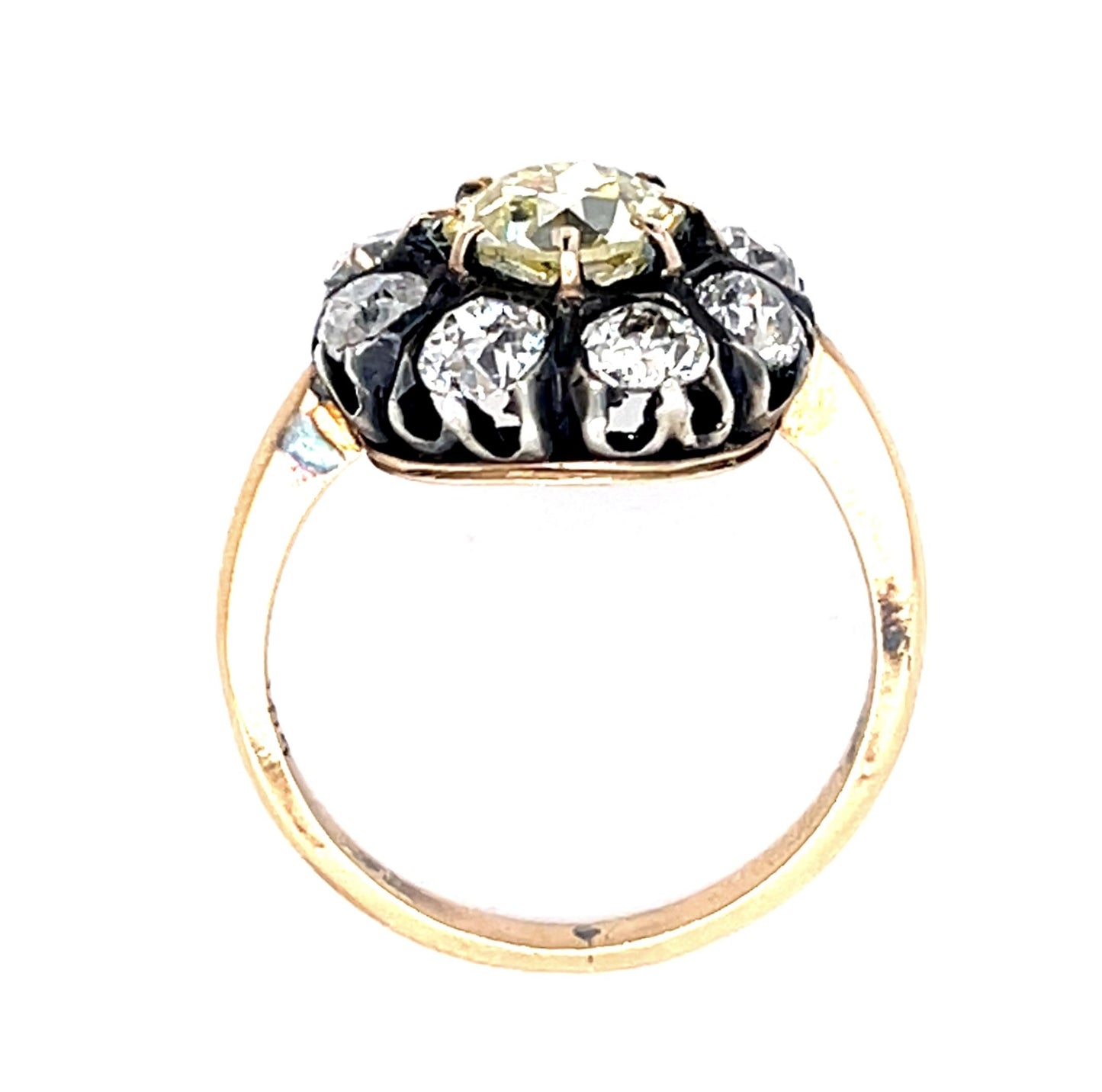 1.64ct Fancy Yellow Old Mine Dia (No Cert) 14KY+Silver Handmade Ring 1.70ct SD