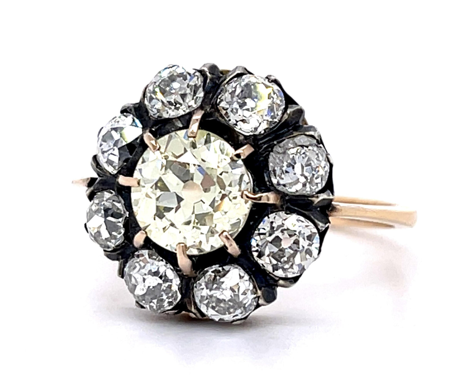 1.64ct Fancy Yellow Old Mine Dia (No Cert) 14KY+Silver Handmade Ring 1.70ct SD
