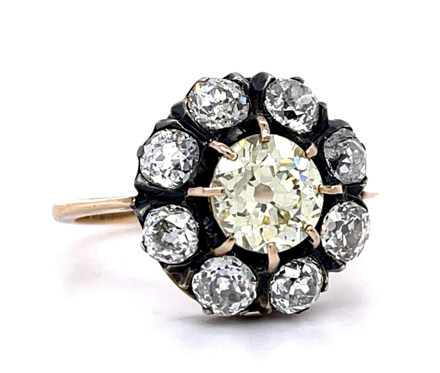 1.64ct Fancy Yellow Old Mine Dia (No Cert) 14KY+Silver Handmade Ring 1.70ct SD